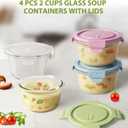 16oz Glass Meal Prep Containers, Airtight 2 Cup Glass Storage Containers with Lids, Heat-Resistant BPA-Free Borosilicate Glass Soup Container for Leftover, Microwave, Dishwasher&Freezer Safe (4 Packs)