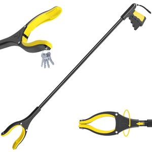 59 Inch Extra Long Grabber Reacher ToolPick Up Stick for Seniors with Strong Grip Magnetic360Rotating Anti-Slip Jaw 4" Wide Claw Opening,Hand Grabber for Reaching (Yellow, 59INCH)