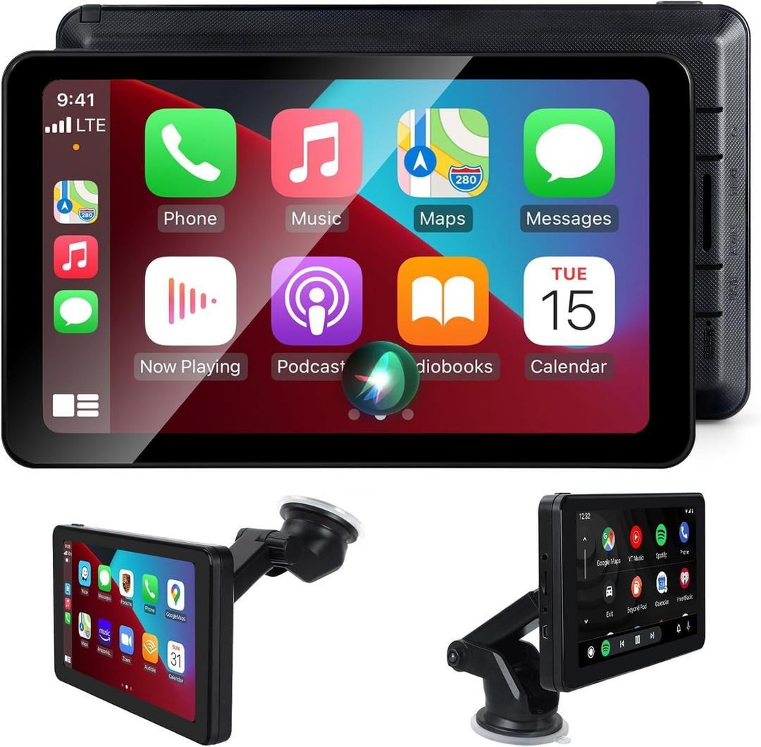 Wireless CarPlay Android Auto 7" HD Touch Screen Car Stereo, Navigation Radio Video Player with Bluetooth, WiFi, Voice Control Festival Gift