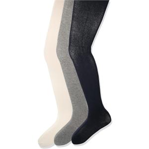 Amazon Essentials 3-Pack Cotton Tights Stretchy Cotton Tights (Medium, Ivory/Grey/Navy)