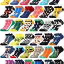 Vabean 36 Pairs Funny Men's Dress Socks Men's Novelty Crew Socks Cotton Dress Bulk Colorful Dress Set for Women Men