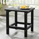 PASAMIC Adirondack Square Outdoor Side Table, HDPE Small Outdoor Table, Patio End Table for Patio, Pool, Backyard, Weather-Resistant, Easy Maintenance (Black) (Square 1-Tier)