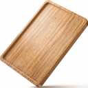 Wood Tray for Coffee Tea Extra Large Wooden Serving Tray for Food Fruit Snack Decorative Serving Platter, 17.7x13.8 Inches, Light Color