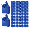 Zhanmai 100 Pcs 4.7 x 2.4 x 3.9 Inch Mini Gift Bags Bulk with Tissue Paper Kraft Paper Bag with Handle Gift Tag for Birthday Party, Wedding Showers (Dark Blue)