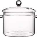 Vaguelly Glass Pot cooking Pot 1500ml Glass Saucepan with Cover for Noodle Milk Soup, for Microwave and Stovetop