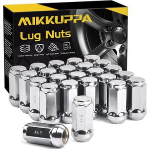 MIKKUPPA M14x1.5 Lug Nuts - Replacement for Chevy Silverado, Ford, GMC Aftermarket Wheel - 24pcs Chrome Seat Wide 23mm Closed End Bulge Acorn One-Piece Wheel Tire Lug Nut