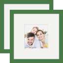 Picture Frames 8x8 2 Pack Made of Solid Wood Green for Wall Mounting and Tabletop Display