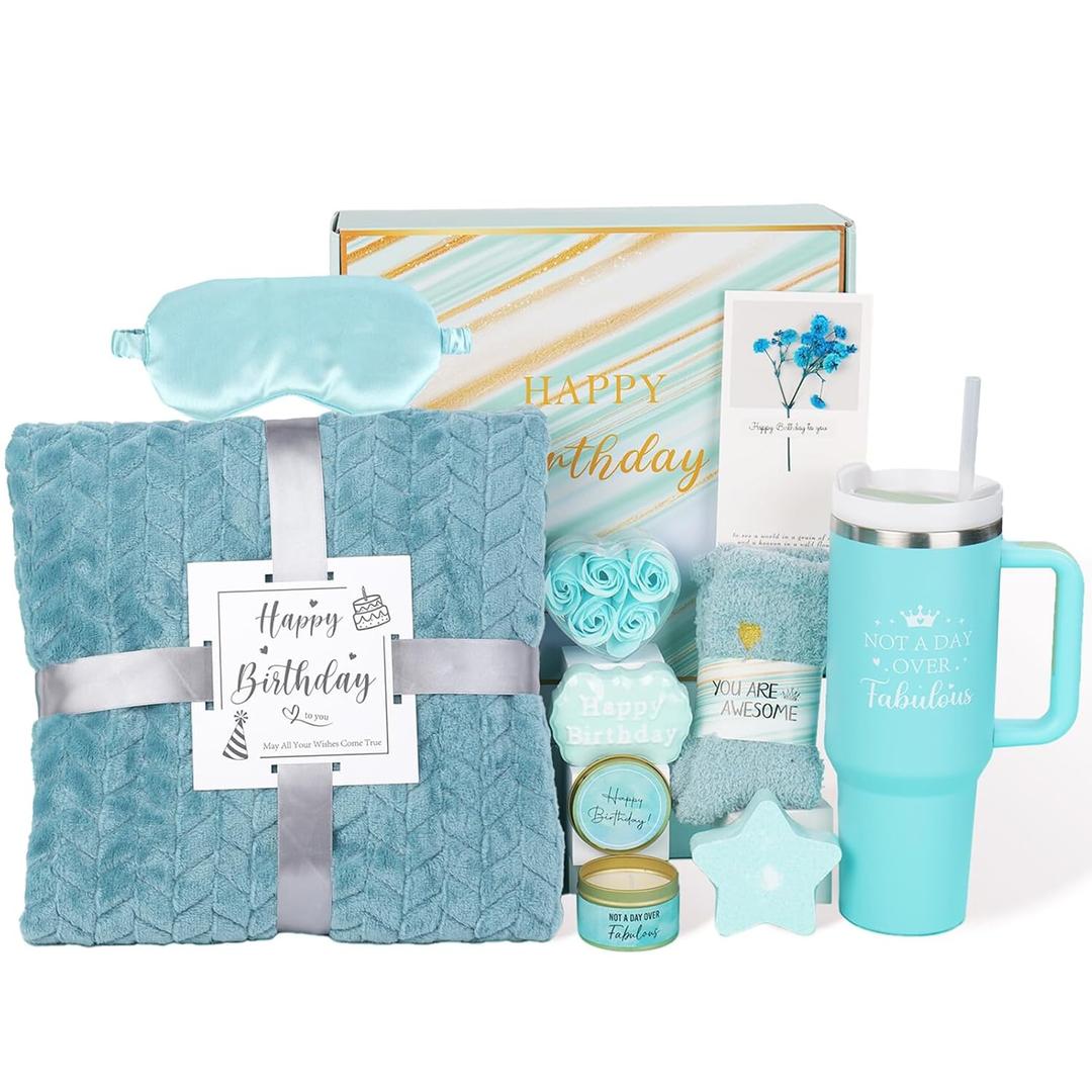Birthday Gift Basket for Women Mom Sister Best Friend Her Wife Girlfriend Daughter Aunt Coworker Boss, Birthday Gifts for Women Friendship, Unique Bath Sets Self Care Relaxing Spa Gift Baskets