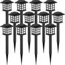 GIGALUMI Solar Outdoor Lights,12 Pack LED Solar Lights Outdoor Waterproof, Solar Walkway Lights Maintain 10 Hours of Lighting for Your Garden, Landscape, Path, Yard, Patio, Driveway (Warm White)