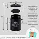 Perfnique Kitchen Compost Bin, 1.3 Gallon Countertop Compost Bin with Lid, Indoor Compost Bucket Includes Inner Bucket Liner and Carbon Filter, Small Compost Bin with Trash Bags (with Bags, Black)