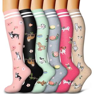 Bluemaple 6 Pack Copper Compression Socks for Women and Men Circulation-Best Support for Medical, Running,Nursing,Athletic (Small-Medium)