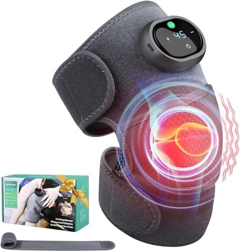 ANSGEC Heating Knee Massager, Knee Shoulder Elbow 3-in-1 Heating Vibration Massager, Portable Wireless Hot Compress Massager, Relieve Joint Pain and Pressure, Suitable for Office, Study