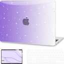 G JGOO Compatible with MacBook Air 13 inch Case 2025 2024 2023 2022 M4 A3240 M3 A3113 M2 A2681, Glitter Hard Shell for MacBook Air 13.6 inch Case + Keyboard Cover + Screen Protector, Gradient Purple