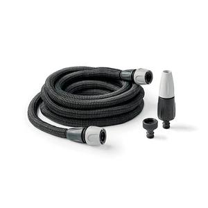 G.F. SRL Aquapop Grey Easy 50 ft Self-Expandable Fabric Hose Made in Italy with Mini Lance and Fittings for Irrigating Gardens and Balconies, Dark Grey