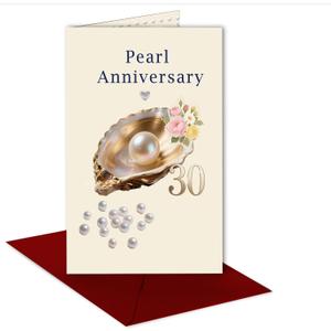 30th Anniversary Card for Husband Wife Him Boyfriend Girlfriend,30 Year Wedding Anniversary Card Gift for Couple Parents Son and Daughter, Happy Anniversary Decorations, 8x5.3Inches,Double-Sided