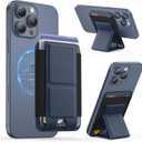 GONEZ for MagSafe Wallet with Stand, Stronger Magnetic Card Holder for iPhone 17/16/15/14/13/12 Series, Premium Leather Phone Wallet with RFID Blocking, 1 Slot, Fit 5 Cards, Dark Blue