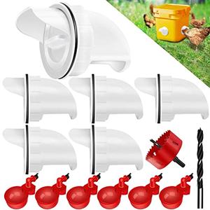 TUZIER Chicken Feeder No Waste Automatic Poultry Feeder Ports Kit and Waterer Set