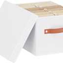 Foldable Storage Bin, 7.1 x 9.1 x 13 Inch Storage Box with Lid, Closet Organizer for Organizing with Handles, White, 1-Pack