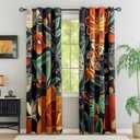 Bohemian Style Curtains, Blackout Curtains for Bedroom Living Room, Black and White Grommet Curtain, Window Drapes 52x72 Inch Set of 2 Panels