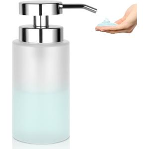 Glass Soap Dispenser Bathroom, 11oz Liquid Hand Lotion Refillable Soap Dispenser with Rust-Proof Plastic Pump for Kitchen