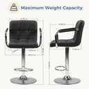 DUMOS Bar Stools Set of 4, Adjustable Swivel Bar Chairs with Padded Armrests and Ergonomic Backrest for Kitchen Island Counter Pub Dining Room, Water-Resistant PU Leather, Black