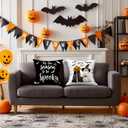 2 x Halloween Pillow Covers 18x18 Set of 2 Throw Pillow Cases Soft Cushion Case Pillowcase for Chair Sofa Bedroom Living Room Home Decor, Hello