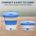 Pyle Portable Mini Washing Machine, Lightweight Collapsible Foldable Bucket Washer for Camping, Travelling, Dorms and Apartments, Compact 1kg Capacity, Blue, Pure Clean PUCWM33