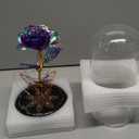 Valentines Day Rose Gifts for Her Women Birthday Gift Galaxy Glass Rose Forever Eternal Crystal Flowers Roses in Glass Dome with Butterfly Valentine Gifts for Women Daughter Mom Wife Girlfriend Purple