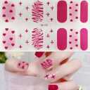 6 Sheets Valentines Day Gel Nail Stickers Valentines Nail Wraps Stickers Multicolour Heart Nail Polish Strips Valentine's Day Nail Stickers Glitter Full Wrap Gel Nail Strips for DIY Nail Designs