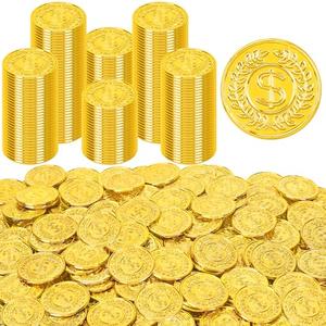 120 PCS Gold Coins, 1.4 in Plastic Gold Coins, 0.08 in Thick Fake Coins Pirate Coins Tokens Play Coins for Kids, Pirate Treasure Classroom Reward Adventure Theme Party Supplies for Pirate Party