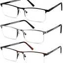 JJWELL  Pack Blue Light Blocking Reading Glasses for Men Anti Computer Glare Eyestrain Spring Hinge Readers with Pouches (Black Gunmetal Brown, Magnification Strength)