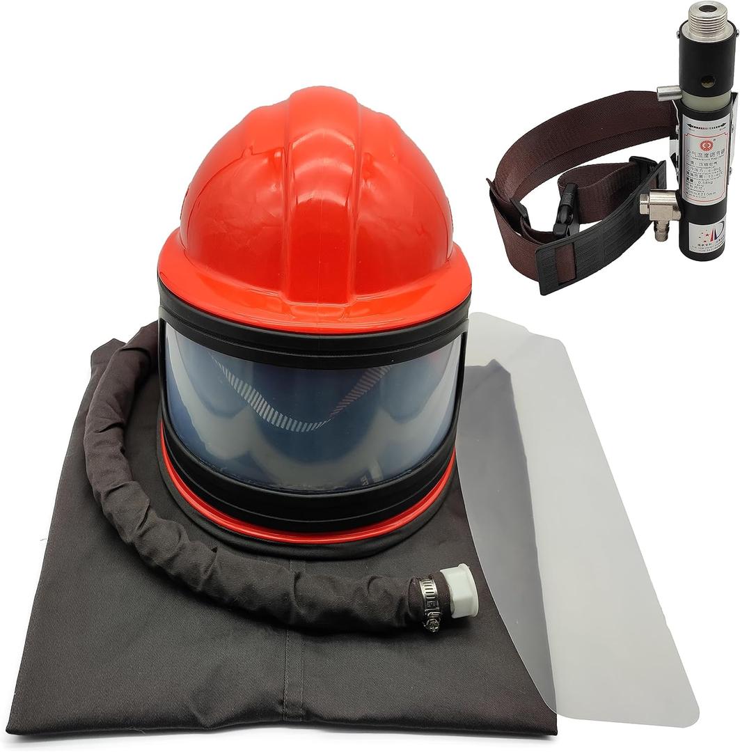 Sandblaster Helmet Safe Air Feed Sand Blast Helmet Shoulder Protective Sand Blast Hood Protector Sandblaster Thermostat 5 Pieces Outer Lenses (Red)