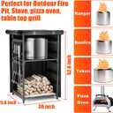 Storage Station 4.5ft for Solo Stove Yukon, Bonfire, Ranger and other Fire Pit Stove, Firewood Storage Cabinet with Waterproof Cover, Adjustable Firewood Rack for logs and Fire Pit Accessories