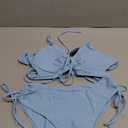 ZAFUL Women's Cheeky Bikini Set 2 Piece Sexy String High Cut Swimsuits Lace Up Tie Side Bathing Suits 2025, S, Sky Blue