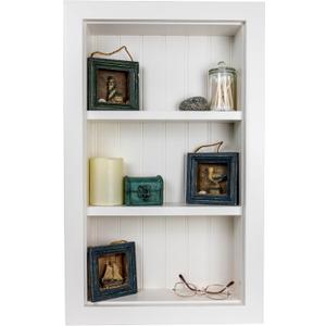 BLC 16x24 Recessed Wall Niche Medicine Cabinet, in the Wall Bathroom Cabinet 3 Shelf/Shelves, Made in North America, White (Beadboard)