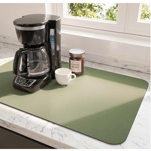 Ecotrim Coffee Mats for Coffee Bar Accessories, Green 17" x 31.5" | Absorbent Stain Hiding PU Leather Surface, Non-Slip Natural Rubber Backing, Quick Dry, For Espresso Machine & coffee station