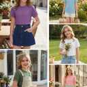 ZDC Girls Ruffle Short Sleeve T Shirt Summer Casual Crew Neck Tops Loose Fit Basic Tees (Pink)