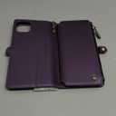 Defencase Compatible with iPhone 11 Case Wallet with RFID Blocking Card Holder for Women and Men, Fashion PU Leather Magnetic Snap Flip Zipper Strap Wallet Phone Case Fit for iPhone 11 6.1", Purple