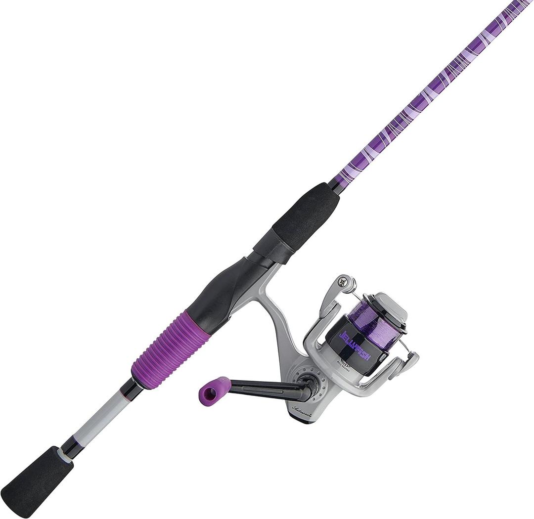 Shakespeare Jellyfish Spinning Reel and Fishing Rod Combo, Purple, 5'6" - Medium 