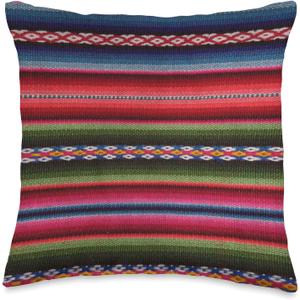 Mexican Baja Blanket - Colorful Fiesta Throw Pillow (16x16)