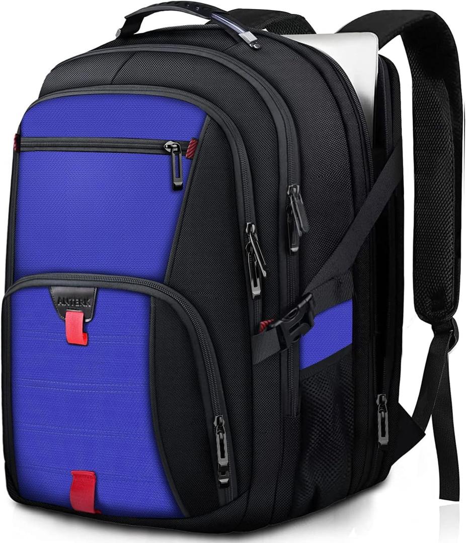 ANTERK Travel Laptop Backpack, 18.4 Inch Laptop Backpacks for Men Women, 55L Anti Theft Water Resistant College Bussiness TSA Airline Approved Work Computer Backpack, Dark Blue