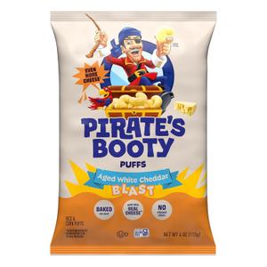 2 x Pirate's Booty Cheddar Blast Cheese Puffs, Gluten-Free, Kids Snacks, 4 oz Bag