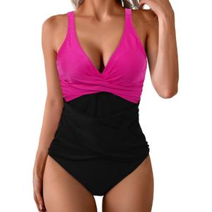 Womens One Piece Swimsuits Tummy Control V Neck Halter Open Back Swimsuit Sexy High Waisted Push Up Bathing Suits 2025,  XL