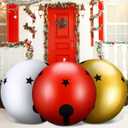 Jetec 3 Pcs 16" 20" 24" Giant Inflatable Christmas Ball Ornament PVC Inflatable Decorated Oversized Outdoor Holiday Decoration Xmas Blow up Ball for Xmas Outside Holiday Yard Lawn Porch Decor