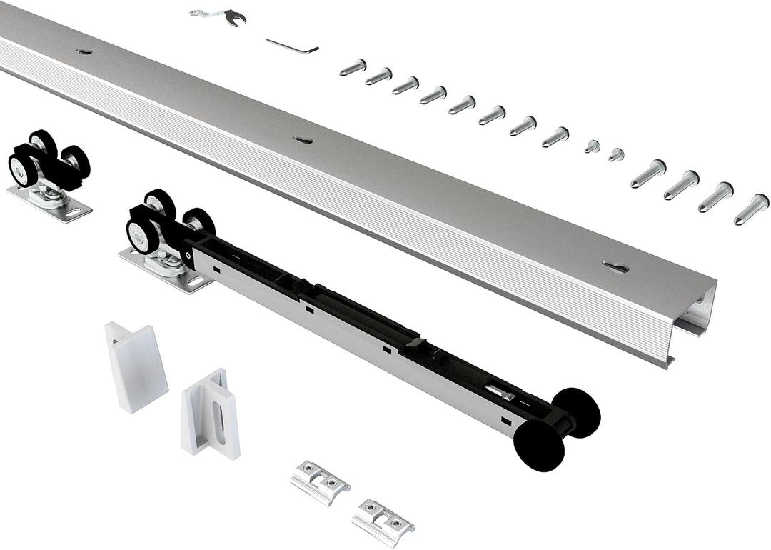 Hardware and Track Set with Soft Close Mechanism, Sliding Door Hardware for Door Wide 24"-30", Durable and Smoothly, Easy to Install