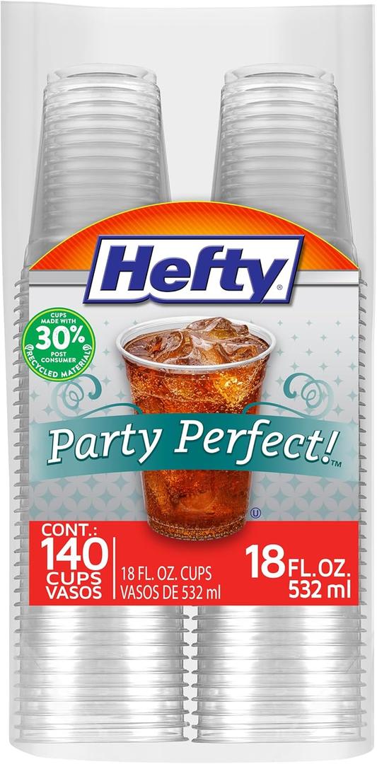 Hefty Party Perfect Clear Plastic Cups, 18 Ounce, 140 Count