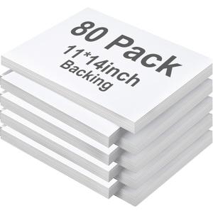 FunooFuno 80 Pack 11x14 White Backing Boards, Acid-Free Uncut Mat Boards for Picture Frame, 4-ply Thickness Both Sides Cardboard Full Sheet for Photos, Pictures, Prints, Painting, Art & Craft DIY