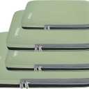 BAGAIL 4 Set/6 Set/8 Set Compression Packing Cubes Travel Accessories Expandable Packing Organizers (Cloth Pattern, 4-Matcha Green)