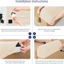 SUBRTEX Stretch Couch Arm Covers Set of 2, Checkered Sofa Arm Slipcovers, Anti-Slip Armrest Covers for Recliner and Armchairs, Pet Proof, High Stretchy, Hook & Loop Tape, Ivory