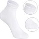 3 Pack Girls White Ruffle Dress Short Socks, Cute Scallop Frilly School Uniform Cotton Crew Ankle Socks (White)